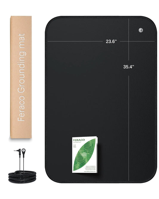 Feraco Grounding Mat for Bed Large Earthing Pad for Sleep 35.4" x 23.6" Grounding Mat Anti-Tangle Wire Included